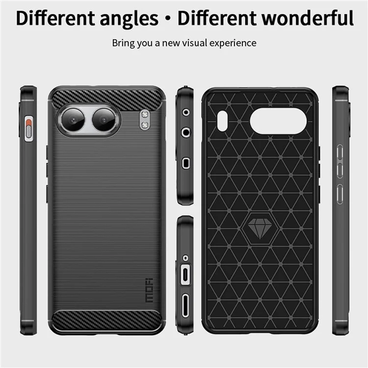 MOFI JK TPU Series-1 Per OnePlus Nord 4 Case Carbon Fiber Texture TPU Soft Phone Cover - Black