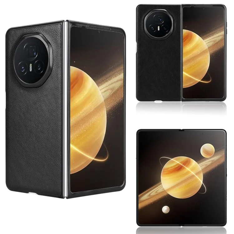 For Honor Magic V3 5G Coque Texture de Litchi Cuir PU + Couverture de Téléphone PC - Noir
