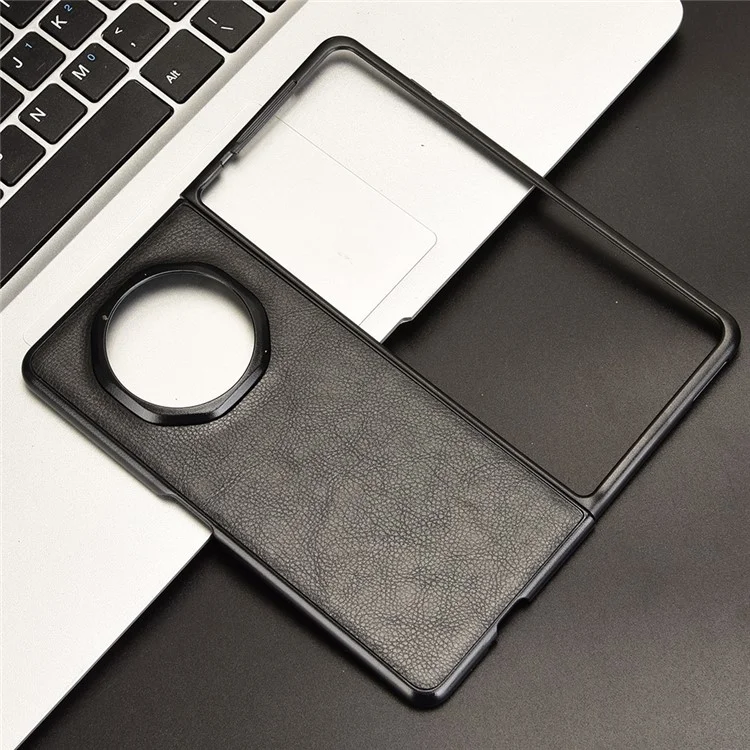 For Honor Magic V3 5G Coque Texture de Litchi Cuir PU + Couverture de Téléphone PC - Noir