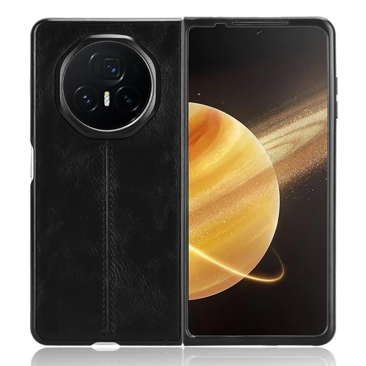 Pour Honor Magic V3 5G Étui Texture Cuir de Vache+PC Étui de Téléphone Lignes de Surpiqûre - Noir