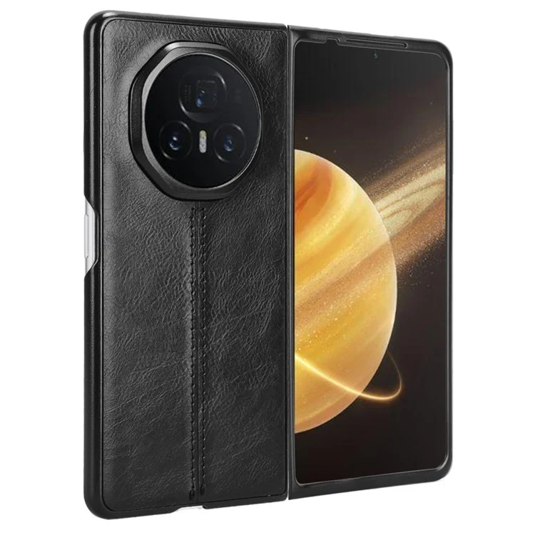 Pour Honor Magic V3 5G Étui Texture Cuir de Vache+PC Étui de Téléphone Lignes de Surpiqûre - Noir