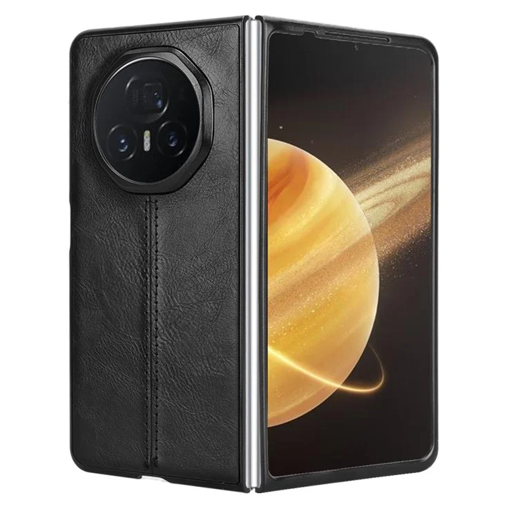 Pour Honor Magic V3 5G Étui Texture Cuir de Vache+PC Étui de Téléphone Lignes de Surpiqûre - Noir