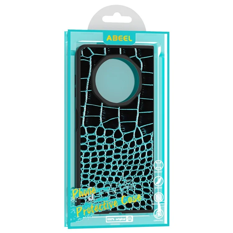 Abiel For Honor Magic V3 5g Case Подличная Кожа Кожаная Кожаная Крышка Телефона Crocodile Текстура - Черный