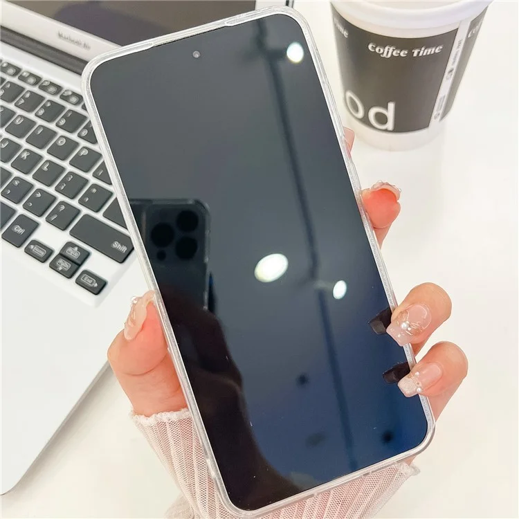 Para Samsung Galaxy A55 5G Case IMD Design Capa de telefone à prova de choque PC+TPU com filme de lente de vidro - Padrão de ondulação / Roxo