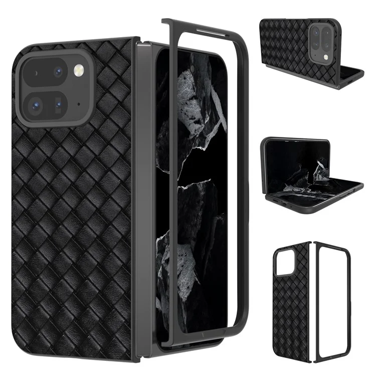 Для Google Pixel 9 Pro Fold 5G Case Woven Teven Texture PU - Черный