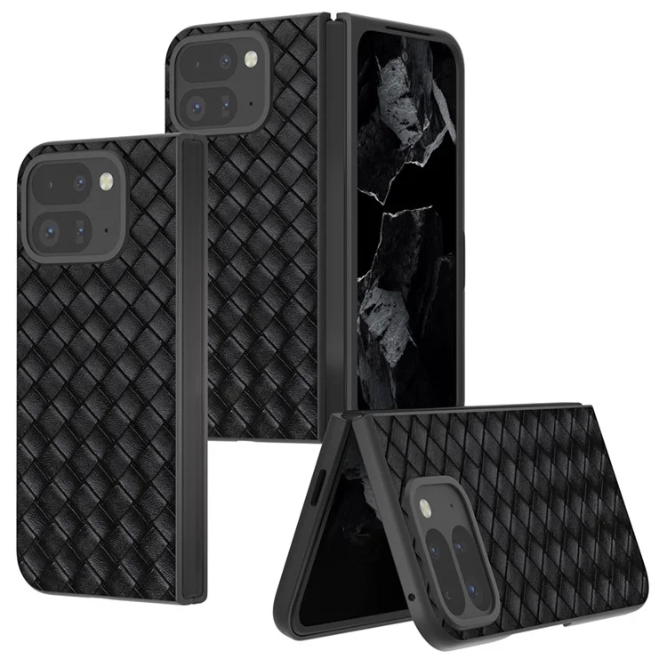 Для Google Pixel 9 Pro Fold 5G Case Woven Teven Texture PU - Черный