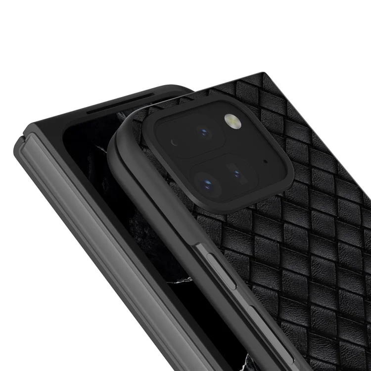 Для Google Pixel 9 Pro Fold 5G Case Woven Teven Texture PU - Черный