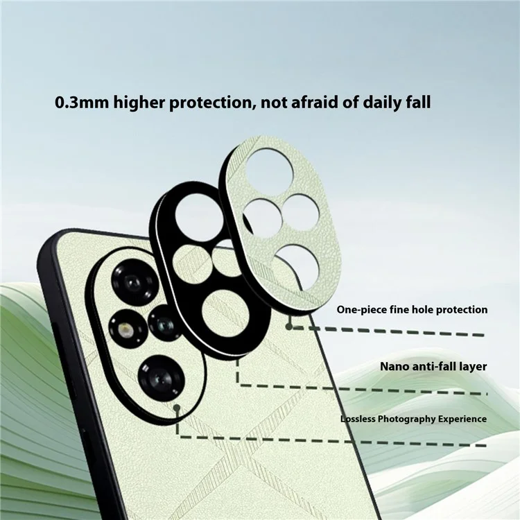 For Honor 200 Pro 5G Case Precise Lens Protection Leather Back Phone Cover - Green