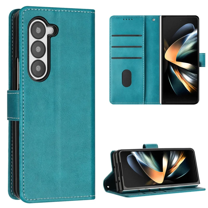 For Samsung Galaxy Z Fold6 5G Case Stand Wallet Folio PU Leather Phone Cover - Green