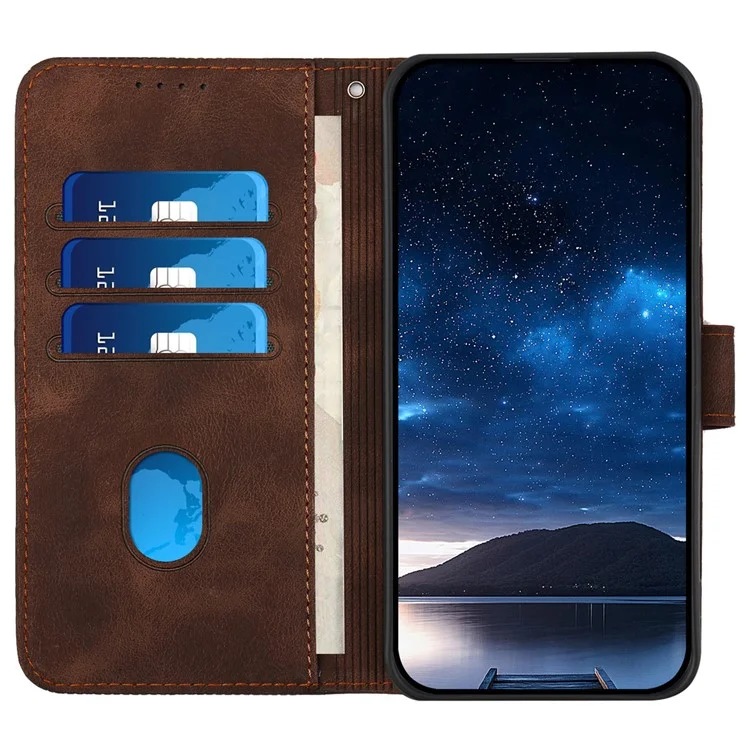YX0080 Per Samsung Galaxy M15 5G / F15 5G Custodia Farfalla Imprimi Portafoglio in Pelle Custodia per Telefono - Marrone