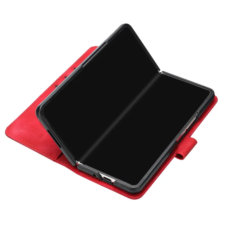 YX0080 Для Samsung Galaxy Z Fold3 5G Case Butterfly Imprint Кожаный Кошелек. - Красный