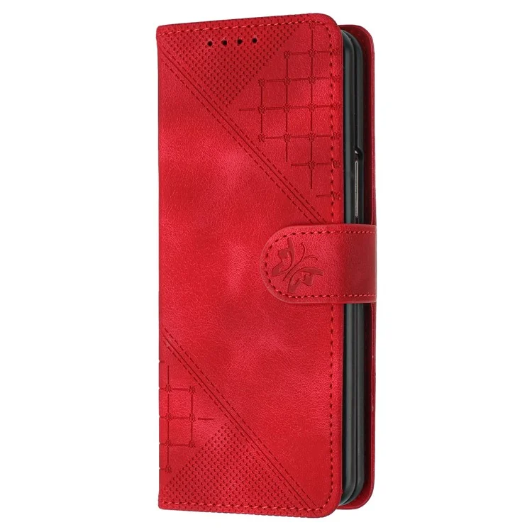 YX0080 Для Samsung Galaxy Z Fold3 5G Case Butterfly Imprint Кожаный Кошелек. - Красный
