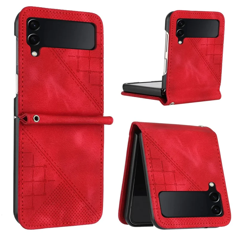 YX0080 Для Samsung Galaxy Z Flip3 5G Case Imprint PU - Красный