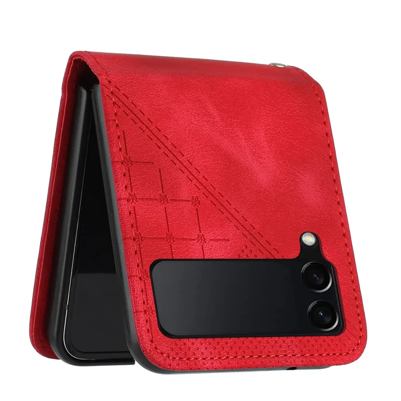YX0080 Для Samsung Galaxy Z Flip3 5G Case Imprint PU - Красный