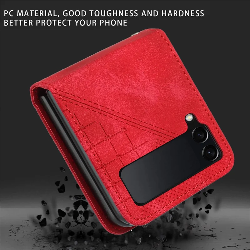 YX0080 Для Samsung Galaxy Z Flip3 5G Case Imprint PU - Красный