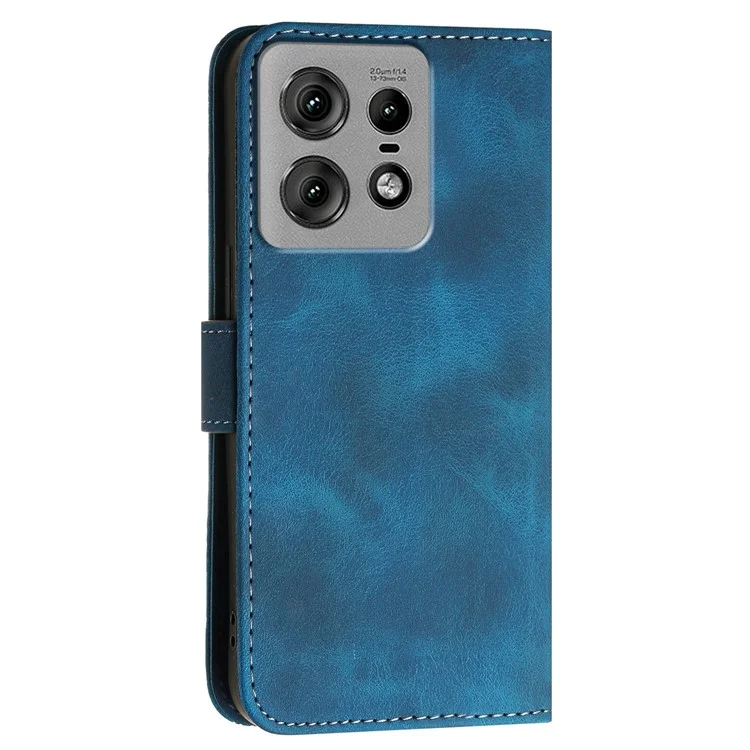 YX0080 Para Motorola Edge 50 Pro 5G Case Butterfly Impresión de la Billetera de Cuero Tapa Del Teléfono - Zafiro