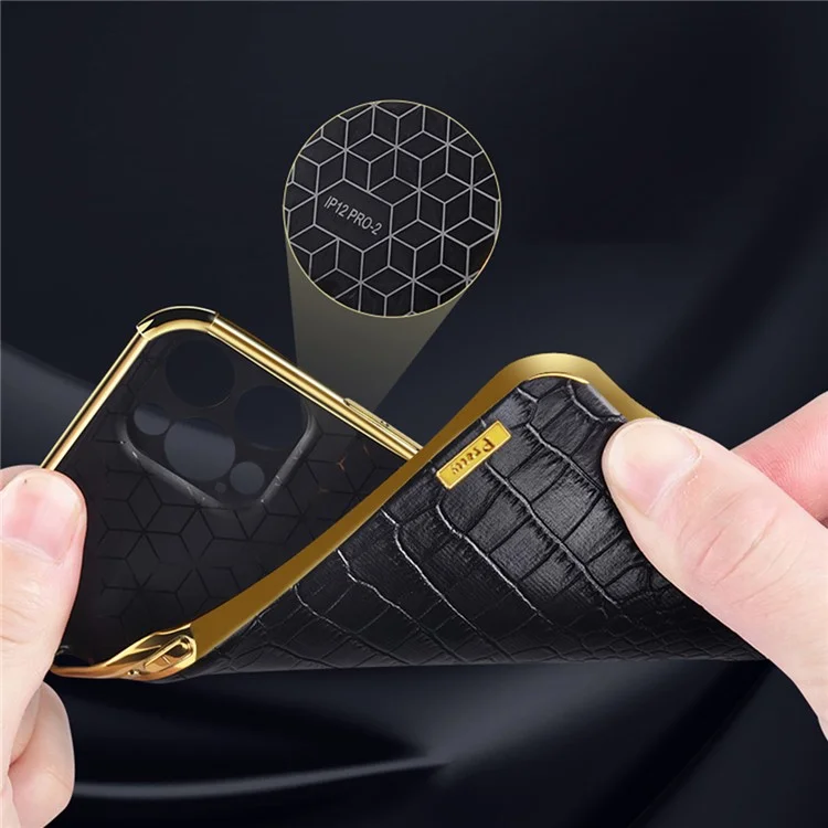 Для Iphone 16 Pro Max Case Crocodile Texture Leather+TPU Colectrating Phone Cope с Кольцевой Стендом - Белый