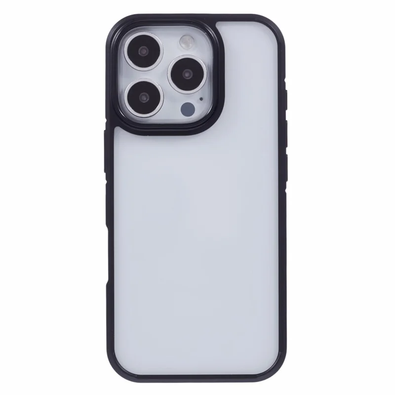 Nível x Para Iphone 16 Pro Max Case Acrílico+silicone Anti-arranhão Tampa do Telefone Traseiro Transparente - Preto