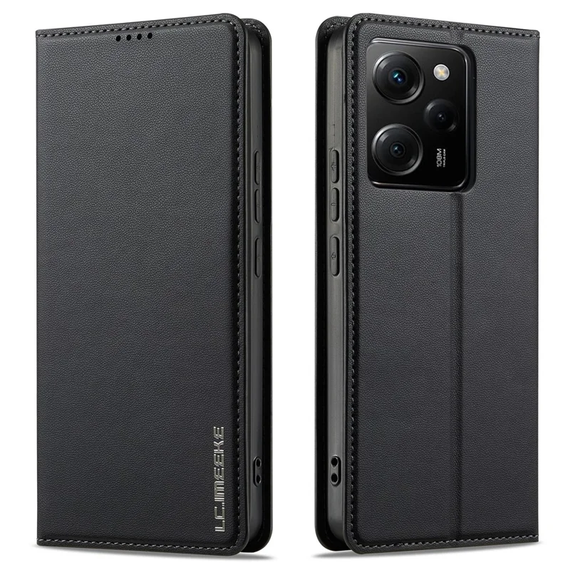 LC.IMEEKE L1 Series for Xiaomi Poco X5 Pro 5G / Redmi Note 12 Pro 5G Case PU Leather Wallet Stand Phone Cover - Black