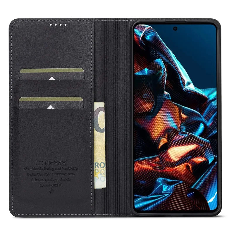LC.IMEEKE L1 Series for Xiaomi Poco X5 Pro 5G / Redmi Note 12 Pro 5G Case PU Leather Wallet Stand Phone Cover - Black