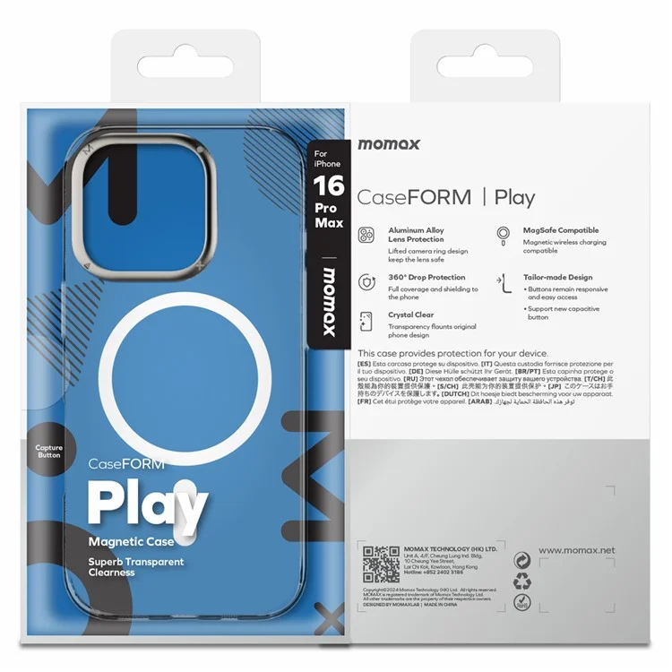 MOMAX MXAP24 For iPhone 16 Pro Magnetic Case Compatible with MagSafe TPU+PC Clear Phone Cover