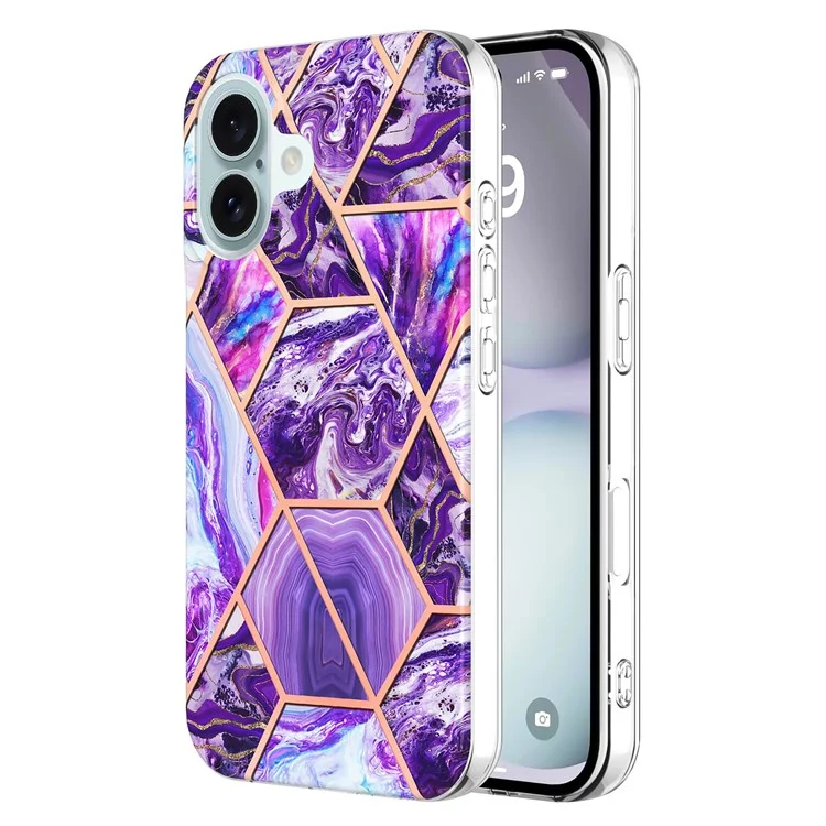 YB IMD Series-3 Для Iphone 16 Plus Case Case Marble Patter - Темно -фиолетовый