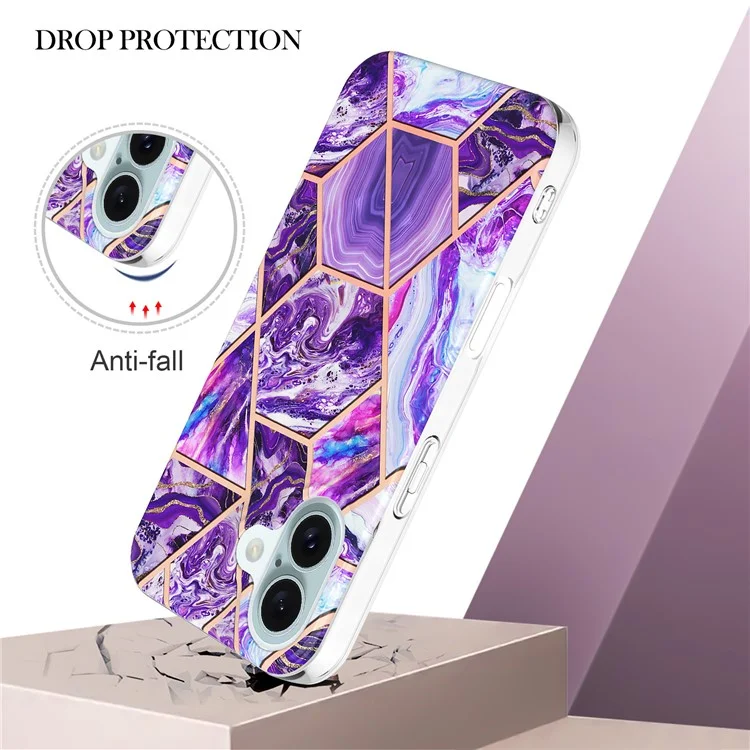 YB IMD Series-3 Для Iphone 16 Plus Case Case Marble Patter - Темно -фиолетовый
