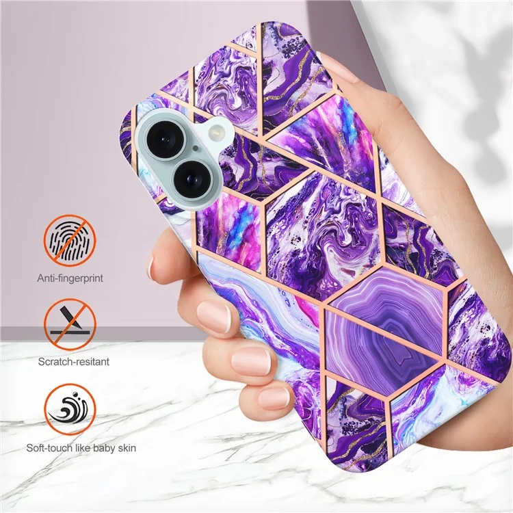 YB IMD Series-3 Для Iphone 16 Plus Case Case Marble Patter - Темно -фиолетовый