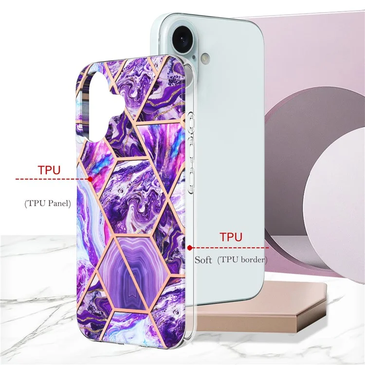YB IMD Series-3 Для Iphone 16 Plus Case Case Marble Patter - Темно -фиолетовый