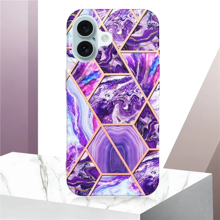 YB IMD Series-3 Для Iphone 16 Plus Case Case Marble Patter - Темно -фиолетовый