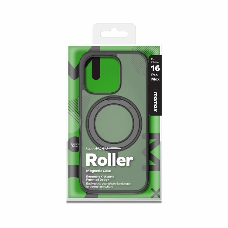 MOMAX MRAP24 Para Iphone 16 Casa Magnética TPU+PC Anel Topa de Tolo de Kickstand - Preto