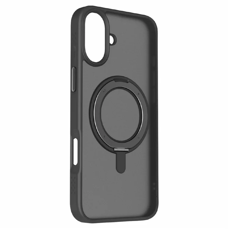 MOMAX MRAP24 For iPhone 16 Magnetic Case TPU+PC Ring Kickstand Phone Cover - Black