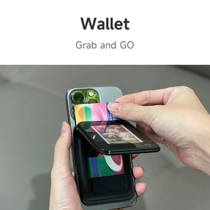 Four Color Display E Ink Card Holder PC+TPU NFC Projection Magnetic E Ink Card Bag Wallet - Brown