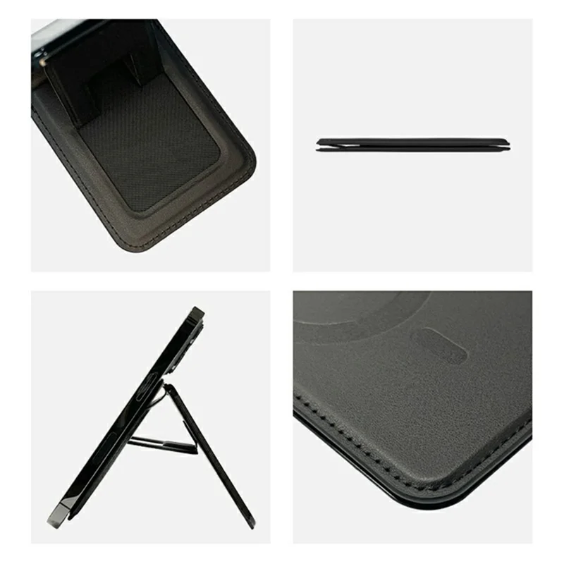 Four Color Display E Ink Card Holder PC+TPU NFC Projection Magnetic E Ink Card Bag Wallet - Brown