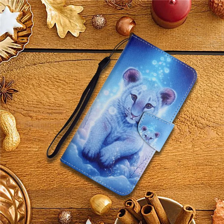 Para Iphone 16 Patrón de Estuche Impresión Protectora de Cuero de Cuero Portada de Teléfono - Little Leopard