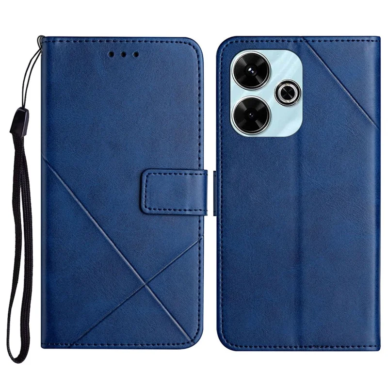 For Xiaomi Redmi 13 4G / 13 5G Leather Case Line Pattern Wallet Phone Cover - Blue