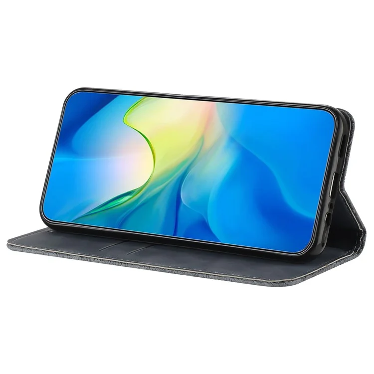 Für Xiaomi Redmi 13 5G / 13 4G Case Bedrucktes Blumen-Geldbörsen-Ständer-Lederetui - Grau
