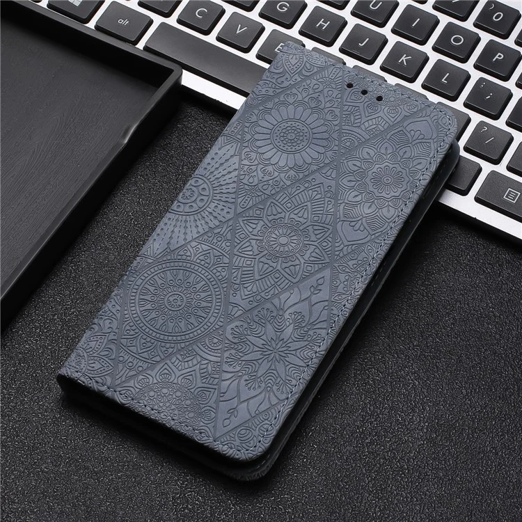 Für Xiaomi Redmi 13 5G / 13 4G Case Bedrucktes Blumen-Geldbörsen-Ständer-Lederetui - Grau