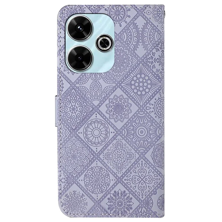 Para Xiaomi Redmi 13 5G / 13 4G Estuche de Piel con Estilo Étnico Cubierta de Cartera de Teléfono con Correa - Morado