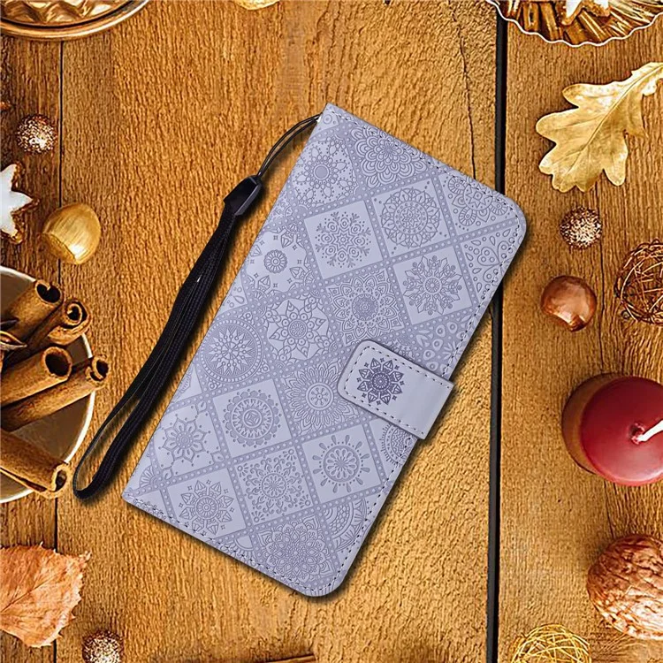 Para Xiaomi Redmi 13 5G / 13 4G Estuche de Piel con Estilo Étnico Cubierta de Cartera de Teléfono con Correa - Morado