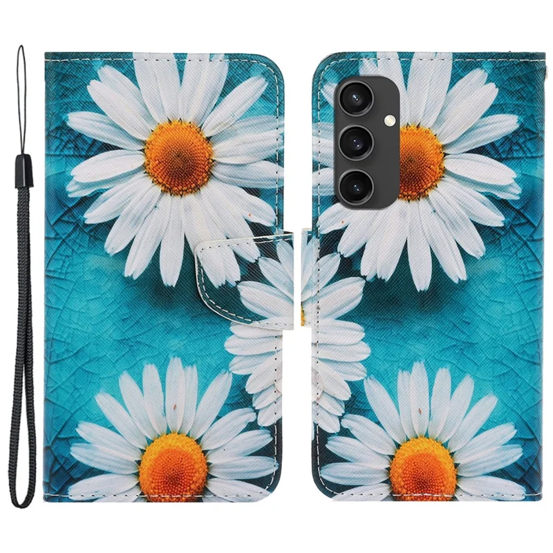 Fodral för Samsung Galaxy S24 FE med mönstertryck, skyddande läderfodral - Guldmedaljong