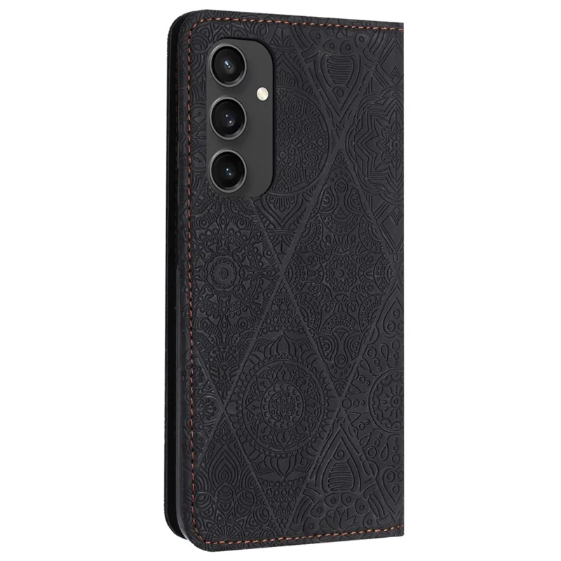 Para Samsung Galaxy S24 fe Case Imprimido Flower Wallet Stand Cover Phone Telephin - Negro