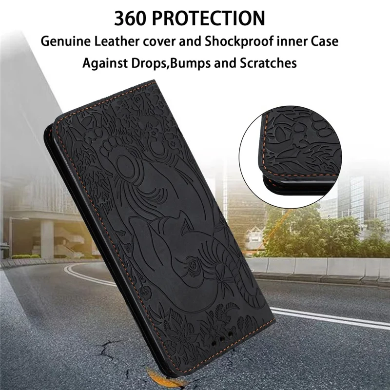 For iPhone 16 Plus Case PU Leather Wallet Phone Cover Elephant Pattern - Black