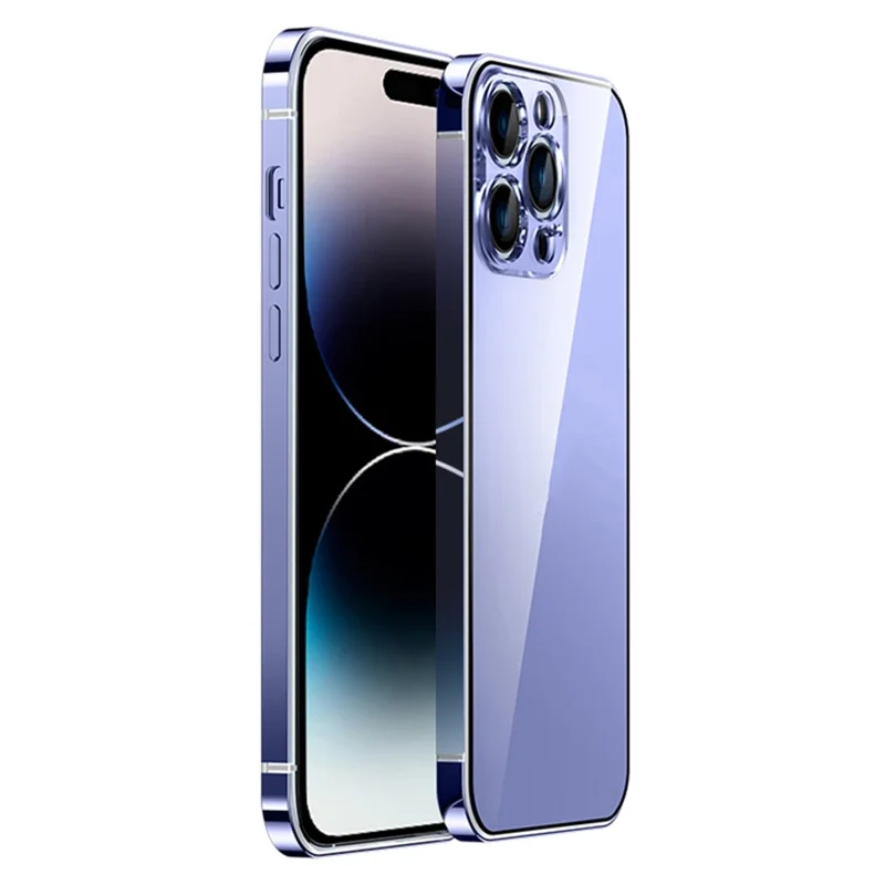 Étui de Téléphone Im-c-chen Pour Choc Pour Iphone 14 Pro Max, Couvercle de Dos Transparent Transparent Transparent en Acier Inoxydable - Violet