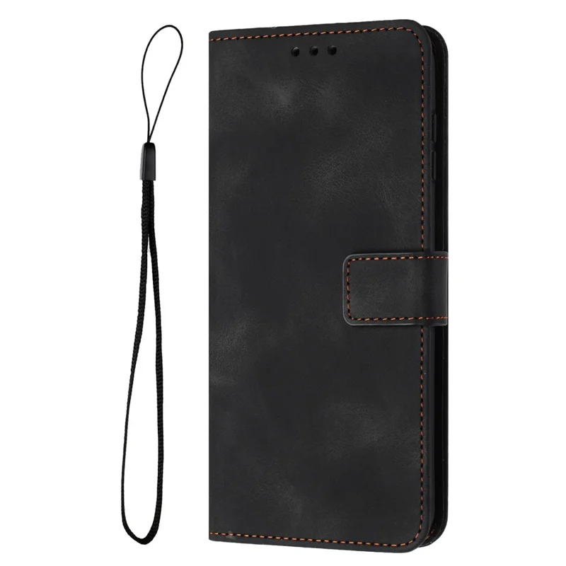 For iPhone 16 Pro Leather Case Solid Color Wallet Protective Phone Cover - Black