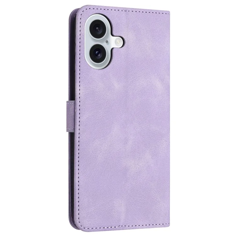 Para iPhone 16 Plus Leather Case Solid Color Wallet Protective Phone Cover - Roxo