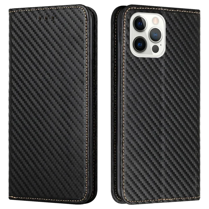 For iPhone 16 Pro Max Case Leather Flip Phone Cover Stand Strong Magnetic Closure - Black