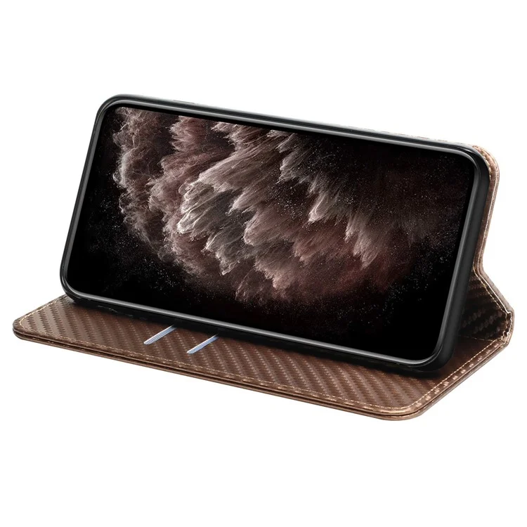 Para Iphone 16 Pro Case Case Flip Tampo Stand Stand Forte Fechamento Magnético - Marrom