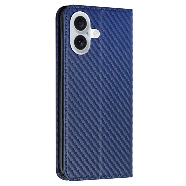 For iPhone 16 Case Leather Flip Phone Cover Stand Strong Magnetic Closure - Blue
