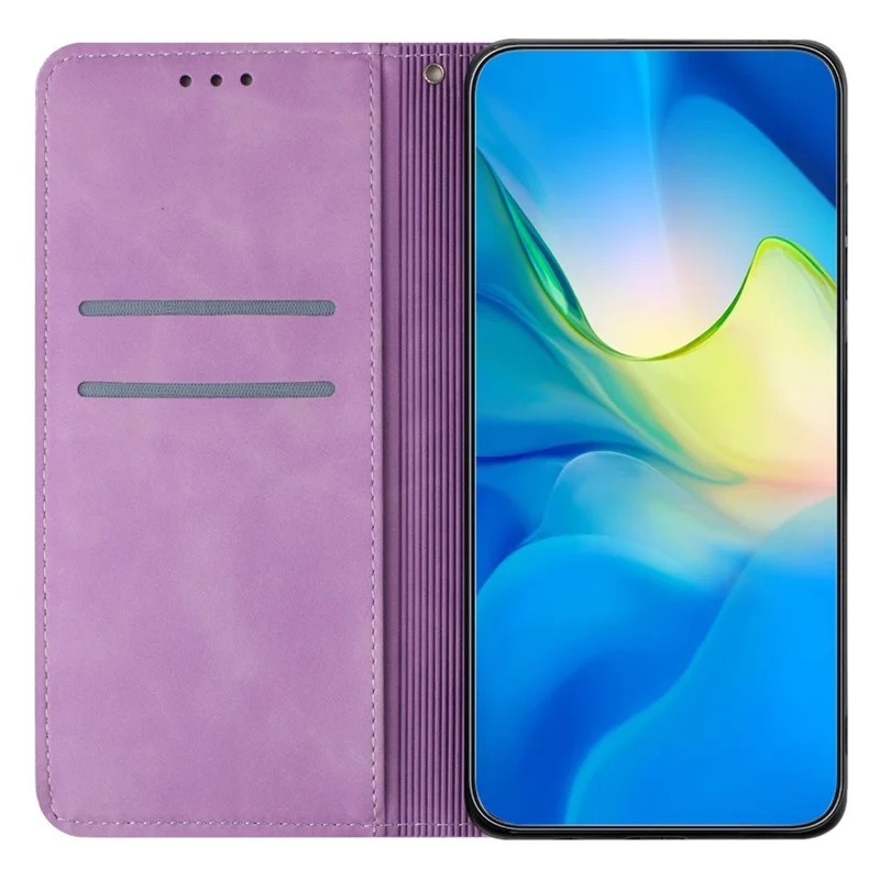 Para Iphone 16 Pro Max Case Imprimido Flower Wallet Stand Cover Telephone - Púrpura